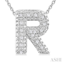 ASHI Silver Bubble 'R' Initial Diamond Pendant 84219PPSSSLPD-R