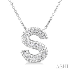ASHI Silver Bubble 'S' Initial Diamond Pendant 84219PPSSSLPD-S