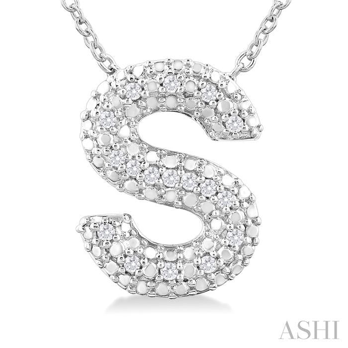 ASHI Silver Bubble 'S' Initial Diamond Pendant 84219PPSSSLPD-S
