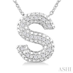 ASHI Silver Bubble 'S' Initial Diamond Pendant 84219PPSSSLPD-S
