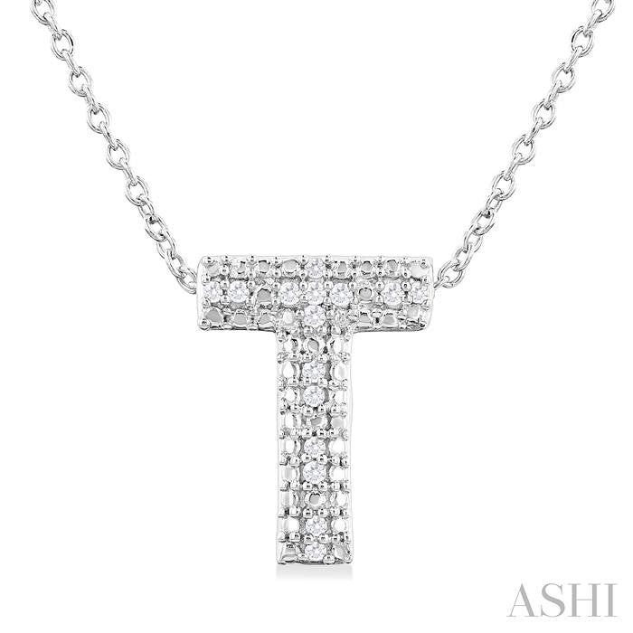 ASHI Silver Bubble 'T' Initial Diamond Pendant 84219PPSSSLPD-T