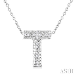 ASHI Silver Bubble 'T' Initial Diamond Pendant 84219PPSSSLPD-T