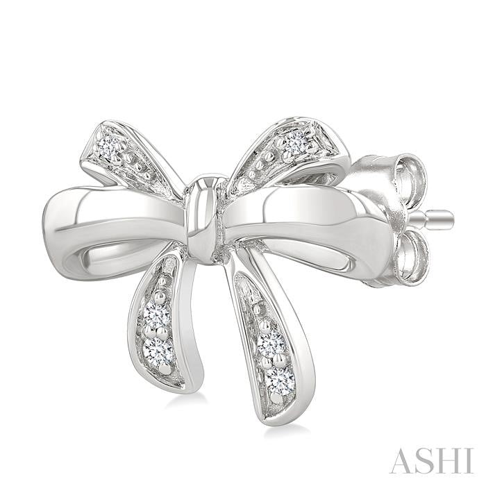 ASHI Silver Bow Diamond Fashion Earrings 84249PPSSSLER