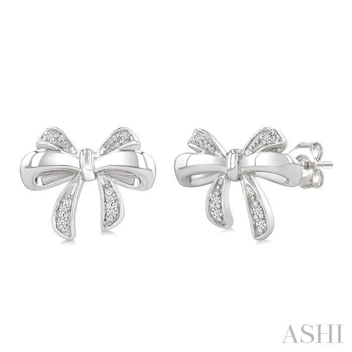 ASHI Silver Bow Diamond Fashion Earrings 84249PPSSSLER