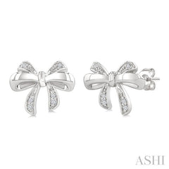 ASHI Silver Bow Diamond Fashion Earrings 84249PPSSSLER