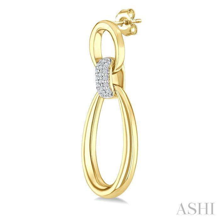 ASHI Gold Vermeil Bold Oval Shape Link Diamond Earrings 84258PPSSSLER-GV