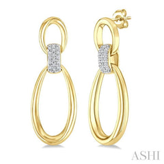 ASHI Gold Vermeil Bold Oval Shape Link Diamond Earrings 84258PPSSSLER-GV