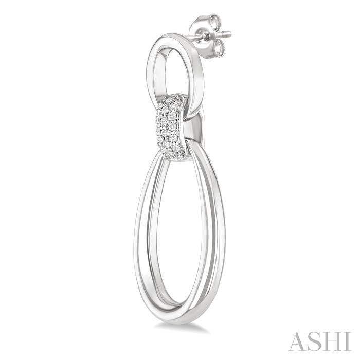 ASHI Silver Bold Oval Shape Link Diamond Earrings 84258PPSSSLER