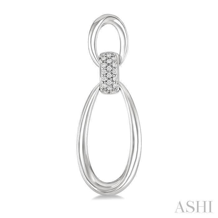 ASHI Silver Bold Oval Shape Link Diamond Earrings 84258PPSSSLER
