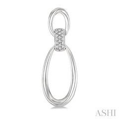 ASHI Silver Bold Oval Shape Link Diamond Earrings 84258PPSSSLER