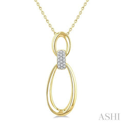 ASHI Gold Vermeil Bold Oval Shape Link Diamond Pendant 84258PPSSSLPD-GV