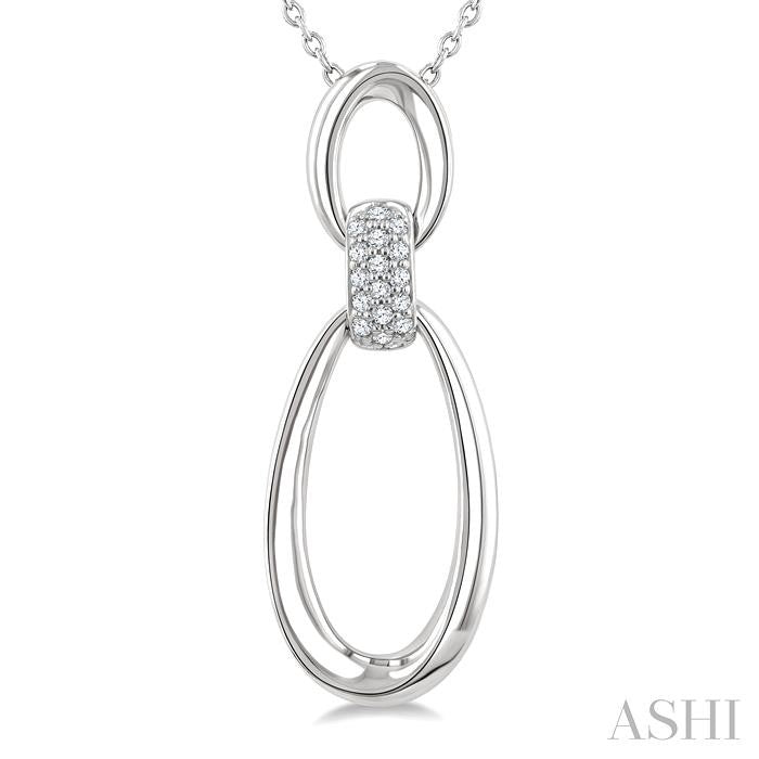 ASHI Silver Bold Oval Link Diamond Pendant 84258PPSSSLPD