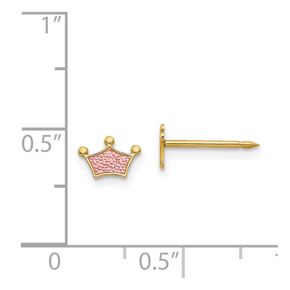 844E Inverness 14k Epoxy Fill Pink Crown Earrings