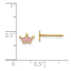 844E Inverness 14k Epoxy Fill Pink Crown Earrings