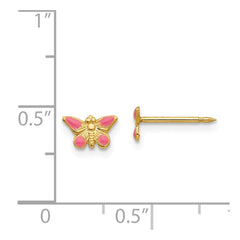 847E Inverness 14k Epoxy Fill Pink Butterfly Earrings