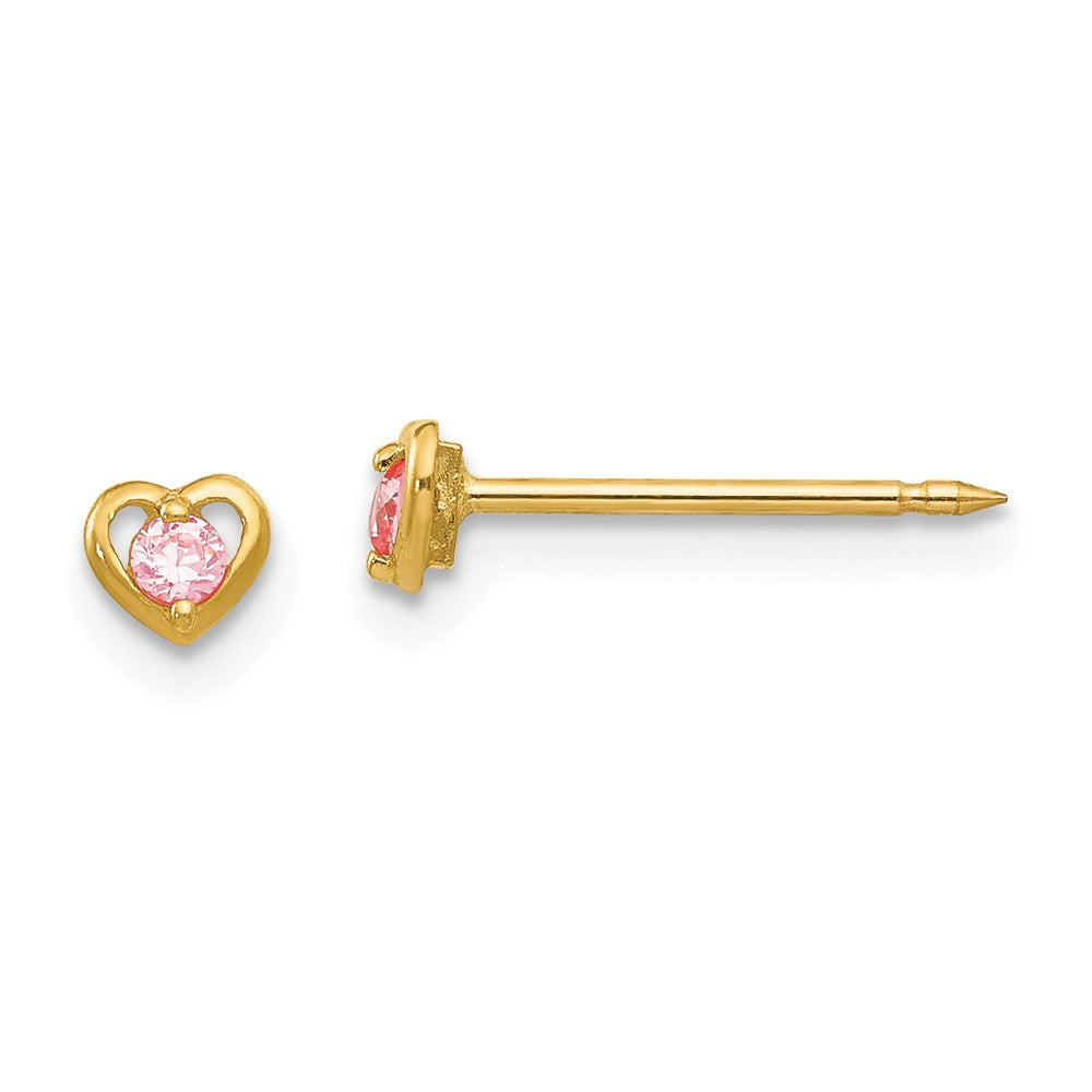 849E Inverness 14k Heart w/Pink CZ Earrings
