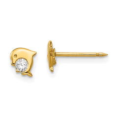 850E Inverness 14k Dolphin CZ Earrings