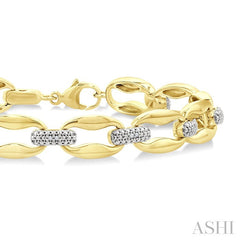 ASHI Gold Vermeil Bold Oval Shape Link Diamond Fashion Bracelet 85108PPSSSLTB-GV