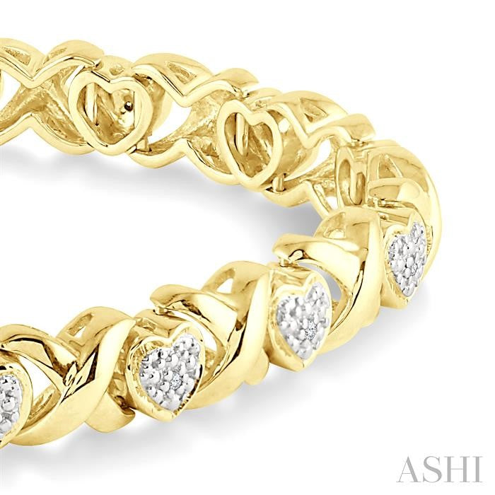 ASHI Gold Vermeil Heart Shape Diamond Bracelet 85278PPSSSLTB-GV