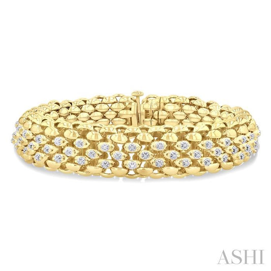 ASHI Gold Vermeil Bold Diamond Fashion Bracelet 85337PPSSSLTB-GV