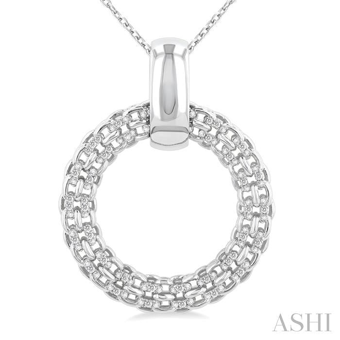 ASHI Silver Bold Circle Diamond Pendant 85338PPSSSLPD
