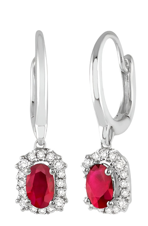 Parkplace Jewelers Oval Shape Gemstone & Halo Diamond Earrings 58488PPFNERRBWG