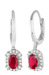 Parkplace Jewelers Oval Shape Gemstone & Halo Diamond Earrings 58488PPFNERRBWG