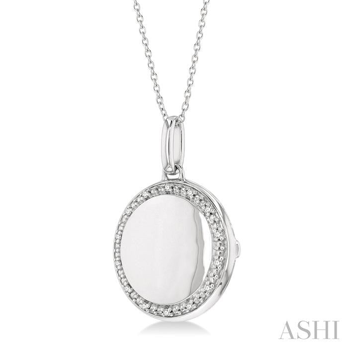 ASHI Silver Circle Diamond Locket Pendant 85408PPSSSLPD