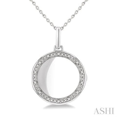 ASHI Silver Circle Diamond Locket Pendant 85408PPSSSLPD