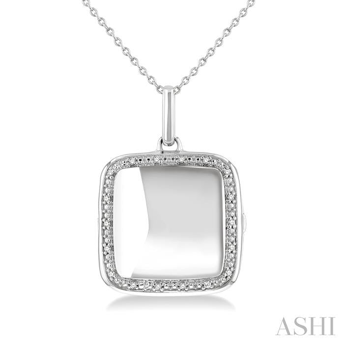 ASHI Silver Square Diamond Locket Pendant 85418PPSSSLPD