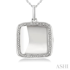 ASHI Silver Square Diamond Locket Pendant 85418PPSSSLPD