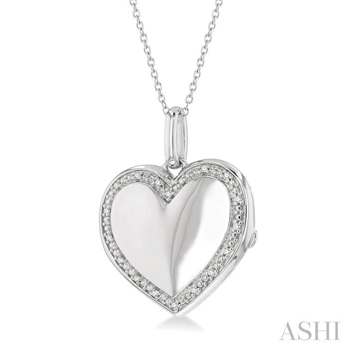 ASHI Silver Heart Shape Diamond Locket Pendant 85428PPSSSLPD