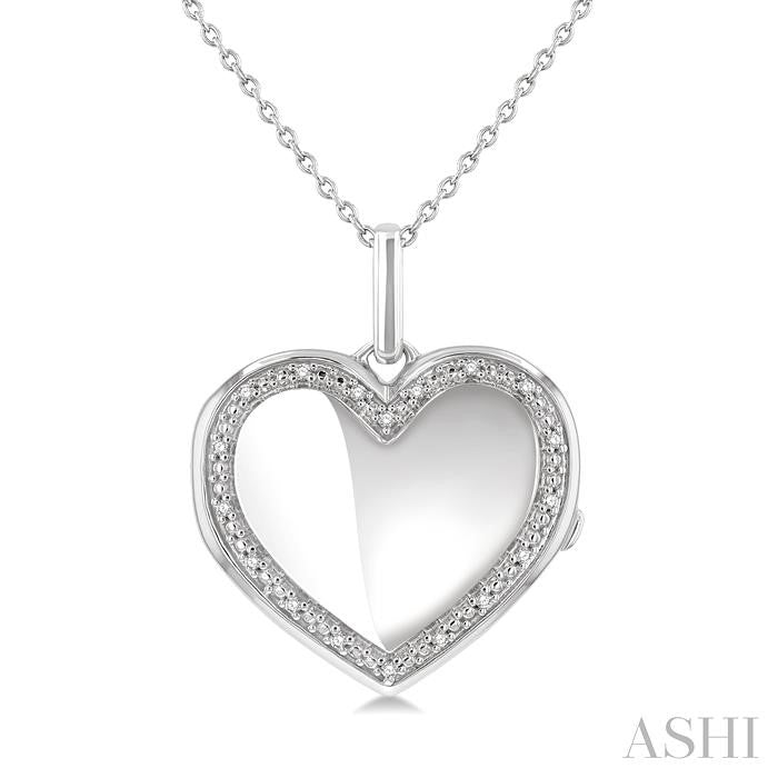 ASHI Silver Heart Shape Diamond Locket Pendant 85428PPSSSLPD