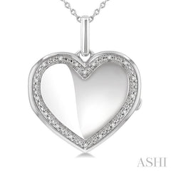 ASHI Silver Heart Shape Diamond Locket Pendant 85428PPSSSLPD