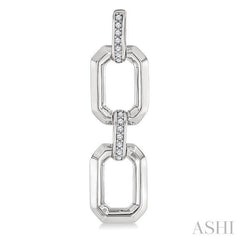 ASHI Silver Bold Rectangular Shape Link Diamond Fashion Earrings 85438PPSSSLER