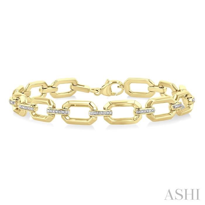 ASHI Gold Vermeil Bold Rectangular Shape Link Diamond Fashion Bracelet 85438PPSSSLTB-GV