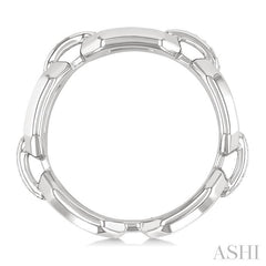 ASHI Silver Bold Rectangular Shape Link Diamond Ring 85439PPSSSLRG