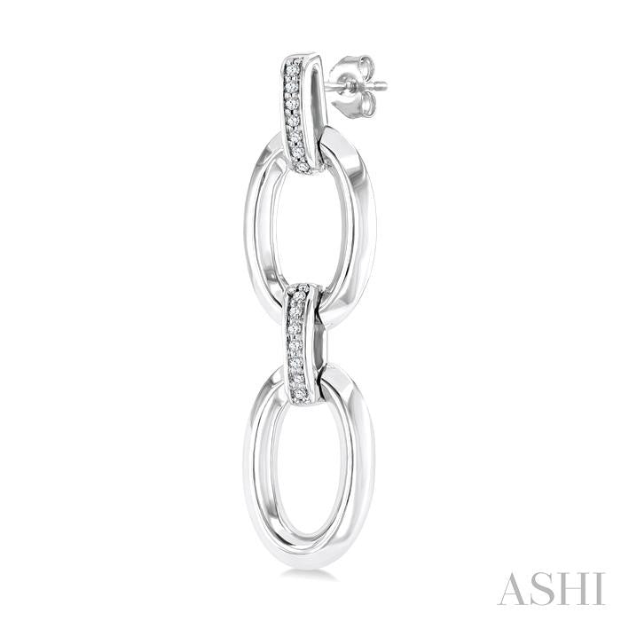 ASHI Silver Bold Oval Shape Link Diamond Earrings 85458PPSSSLER