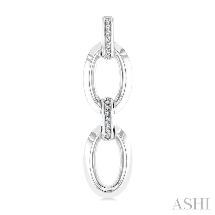 ASHI Silver Bold Oval Shape Link Diamond Earrings 85458PPSSSLER