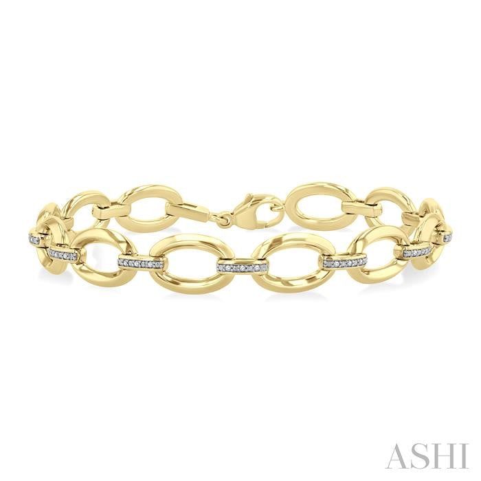 ASHI Gold Vermeil Bold Oval Shape Link Diamond Fashion Bracelet 85458PPSSSLTB-GV
