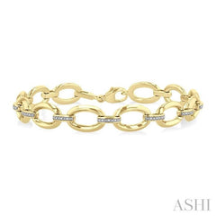 ASHI Gold Vermeil Bold Oval Shape Link Diamond Fashion Bracelet 85458PPSSSLTB-GV