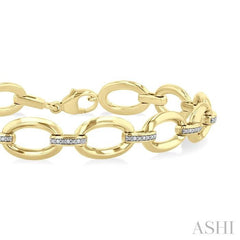 ASHI Gold Vermeil Bold Oval Shape Link Diamond Fashion Bracelet 85458PPSSSLTB-GV