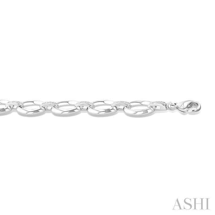 ASHI Silver Bold Oval Shape Link Diamond Fashion Bracelet 85458PPSSSLTB
