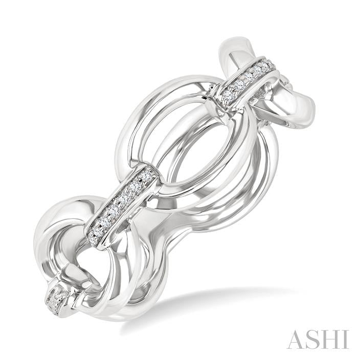 ASHI Silver Bold Oval Shape Link Diamond Ring 85459PPSSSLRG