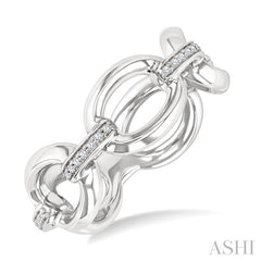 ASHI Silver Bold Oval Shape Link Diamond Ring 85459PPSSSLRG