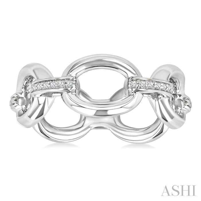 ASHI Silver Bold Oval Shape Link Diamond Ring 85459PPSSSLRG