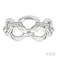 ASHI Silver Bold Oval Shape Link Diamond Ring 85459PPSSSLRG