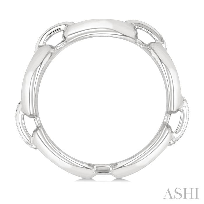 ASHI Silver Bold Oval Shape Link Diamond Ring 85459PPSSSLRG