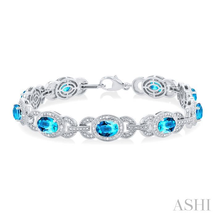 ASHI Silver Oval Shape Gemstone & Diamond Bracelet 85508PPSSBTSLTB