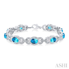 ASHI Silver Oval Shape Gemstone & Diamond Bracelet 85508PPSSBTSLTB